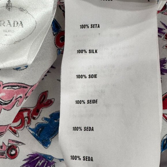 Prada Italian Silk Printed Button-Down Shirt - Picture 7 of 8